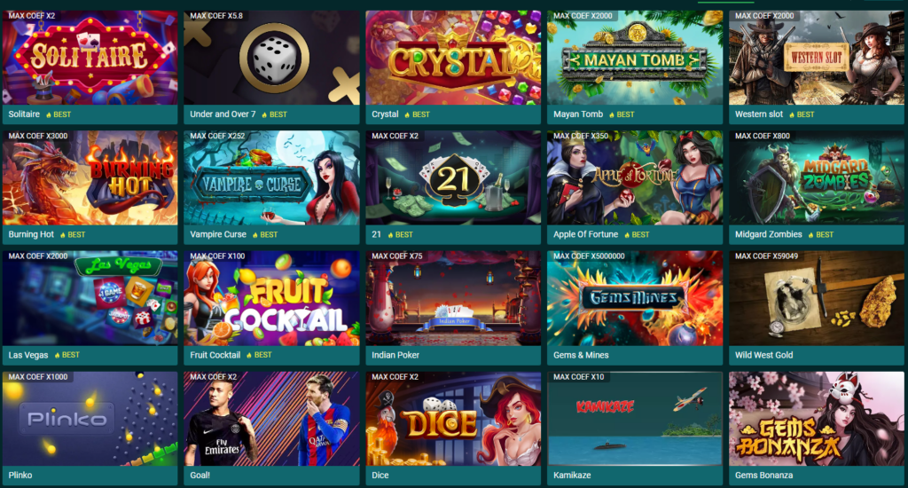 Popular slot games on 22Bet EU casino.